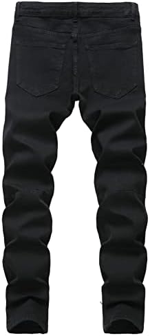 Maiyifu-GJ Мъжки Скъсани Тесни Дънки с зауженными штанинами, Дупки на коленете, Цип на щиколотке, Дънкови Панталони-молив, Стегнати Дънкови панталони с ожулвания (Черен,