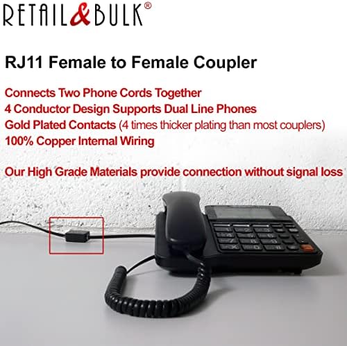 Мрежов конектор RetailAndBulk за свързване на телефона към адаптер RJ11 6P4C с Позлатени контакти (бял)