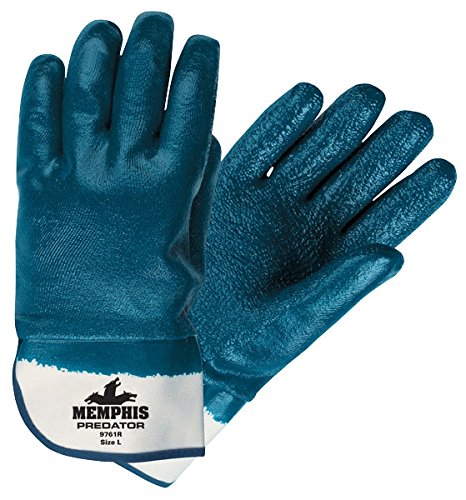 Ръкавици Memphis 9761R Predator Premium с нитриловым покритие, сини /Бели, Големи, 12 двойки (Mpg9761r)