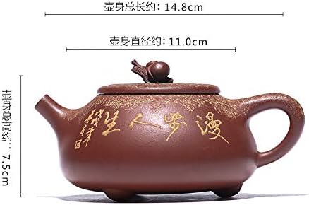 LDYGTeaService Китайски Чайник Yixing Zisha, 260 мл, Мини-Дърворезба на ушната мида, Ръчна Работа, Ретро Ретро Уникален Ориенталски Оригинален
