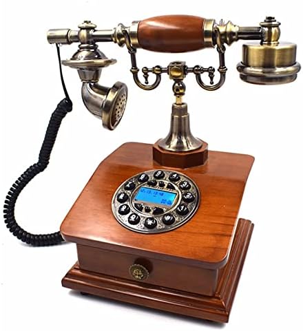 GaYouny Модерен Дървен Телефон Стационарен Телефон, Домашен Телефон Fitte Phone, с чекмедже Telefone Box (Цвят: кафяв)