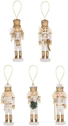 Taotenish, 5 Опаковки Висящи бижута във формата на Коледните Щелкунчика, Дървени Фигурки Щелкунчиков, стоп-моушън играчка-Войник за Коледа