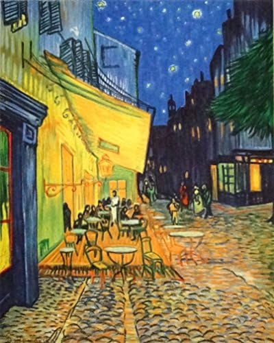 Снимка на Apex Gogh Goho-1 кафе Тераса през нощта, 18,1 x 16,1 инча (46 x 41 см), син
