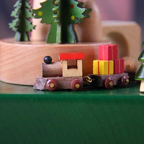 ZLBYB Креативен Коледен Влак Музикална Ковчег Дървена Ретро Въртяща се Музикална Ковчег Индивидуалност Детски Играчки Изпращане на Приятелка, Подарък За Рожден Ден