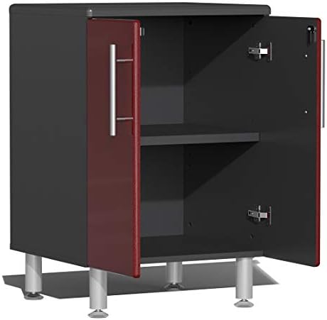 Комплект за гаражни шкафове Ultimate UG23101R от 10 теми с Нагънат плотове от рубинено-Червен металлика