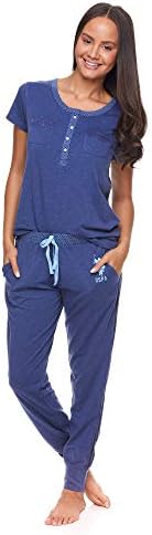 Асоциация на поло САЩ. Жена Пижамный комплект с джобове - Риза с къс ръкав и Пижамные Панталони, Пижамный комплект