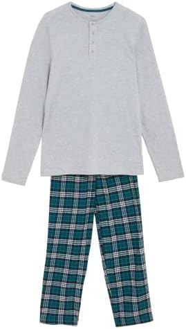 Мъжки Пижамный комплект Marks & Spencer с дълъг ръкав Raglan в клетката с пискюли