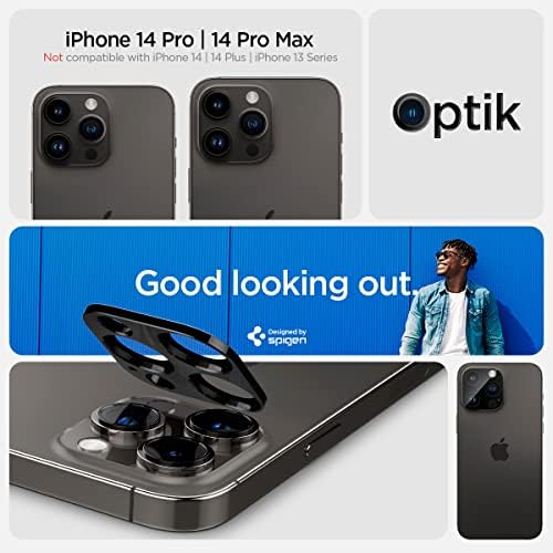 Защитно фолио за обектива на камерата Spigen [GlasTR-Optik] е Предназначена за iPhone 14 Pro Max /iPhone 14 Pro [Подходяща за своята практика] Черен [2]