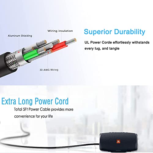 Aiivioll Взаимозаменяеми кабел за бързо зарядно устройство Micro USB Съвместим с колони JBL Charge 3/Charge 2/Flip 2/Flip