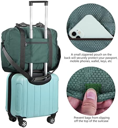 Пътна чанта за лични неща F. FETIVIN 18x14x8 за Spirit Airlines, лека спортна чанта за носене, водоустойчива за фитнес, почивка (тъмно зелен)