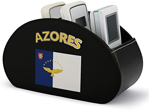 Флаг Азорских Острови Дистанционно Управление на Телевизор Титуляр От Изкуствена Кожа Кутия За Съхранение Органайзер с 5 Отделения за Десктоп Офис