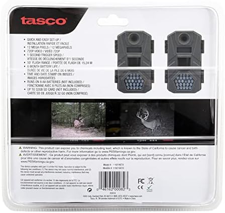 Камера Tasco Trail, 12 Mp, 2 комплекта, Слаб Блясък, Дъбене, Подвижни гнезда Батарейные