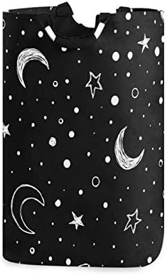 ALAZA Голяма Кошница за дрехи Драскат Нощното Небе Луната Звезди Чанта за дрехи, Сгъваема Кошница Плат Оксфорд Стилно Домашно