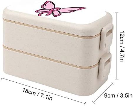 Панделка-Пеперуда От Рак на млечната жлеза Двойна Штабелируемая Кутия за Обяд Bento Модерен Контейнер за Bento с Набор от Съдове