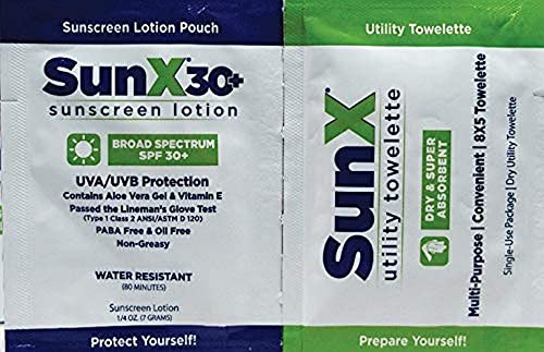 Салфетка CoreTeX 91660 SunX и Слънцезащитен лосион в двойна опаковка, Стандартен, Зелен / Син / Бял (опаковка от 500 броя)