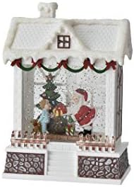 Ganz MX181283 Led Светлинен Коледна къщичка с Колядующими и фигурки на дядо коледа, Комплект от 2