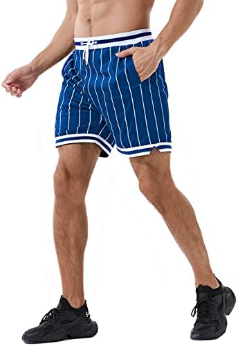 HEALONG Баскетболни Спортни къси Панталони за Мъже - Мрежести Спортни Шорти за Занимания във Фитнес Залата с завязками в Ретро стил, Ежедневни