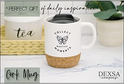 Керамични Дизайнерски кафеена чаша | Collect beautiful moments | с Капацитет 14 грама | Пробковое дъно с капак | Отлично за кафе, чай, Супи,