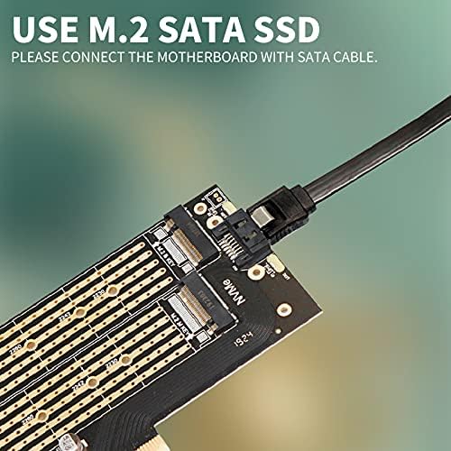 novonest Двоен адаптер M. 2 PCIE, адаптер M. 2 NVME (M-key) или SATA (B-key) SSD за PCI Express с капак конектор PCI, поддържа слот PCIE 4.0 X4/X8/X16, поддържа M. 2 NVME или SATA SSD 2230/2242/2260/2280/22110, SK7