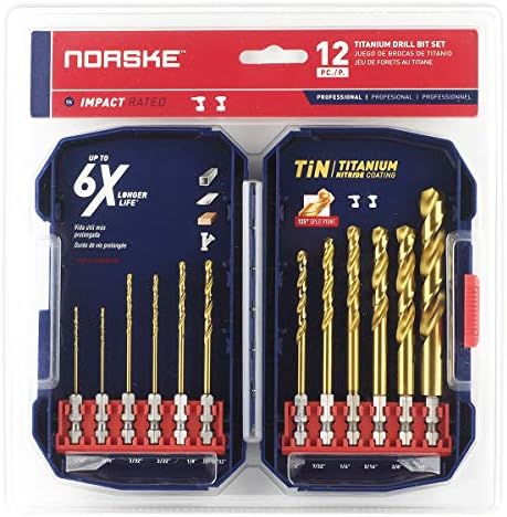 Norske Tools NIDBP280 12 бр. Ударное титановое тренировка с шестигранным опашка за метал, дърво и пластмаса (по 2 бр. за 1/16и
