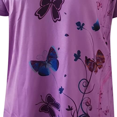 Дамски Ризи с къс ръкав, V-Образно Деколте, Ликра, Пеперуда, Цветен Принт, Върхове Свободно, Намаляване, Ризи За Момичета,