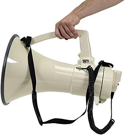 Сеизмичен звук - SA-MEGA4 Професионален 10,75 мегафонный мегафон в голям размер, с подвижен микрофон и вход AUX - идеален за спортни събития на закрито / открито, обучения по