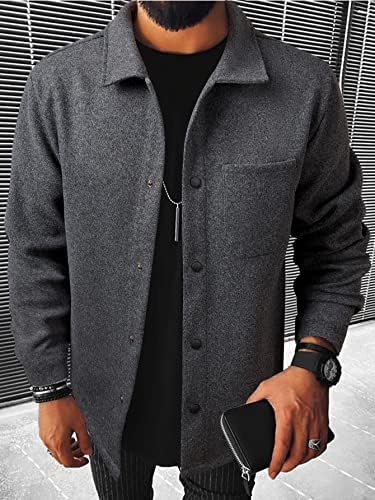 Якета OSHHO за Жени - Мъже, палто с заплатками на джобовете, 1 бр. (Цвят: кофейно-кафяво, Размер: Голям)