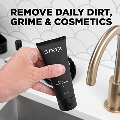 Stryx Гелевое почистващо средство за лице за мъже - Предназначен за премахване на дневна козметика, средства за грижа за кожата, замърсяване