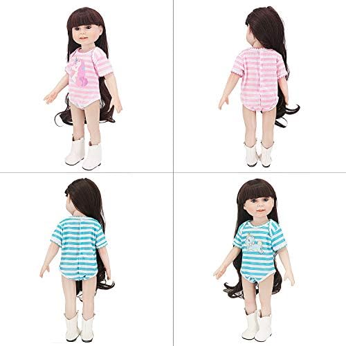 Стоп-моушън Облекло ZWOOS за кукла Baby Doll, Меки Памучни Плъзгачи за кукли 14-18 см, Съвместими с American Girl, а от друга, Комплект от 2