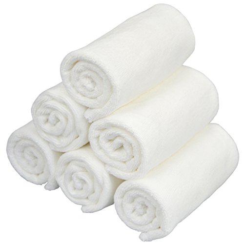 Кърпички за лице HOPESHINE, Кърпи, кърпи за премахване на грим от микрофибър, бързо съхнещи кърпички за измиване на лицето, 6 опаковки (12 x 12 бели на цвят), кърпа за пот от м?