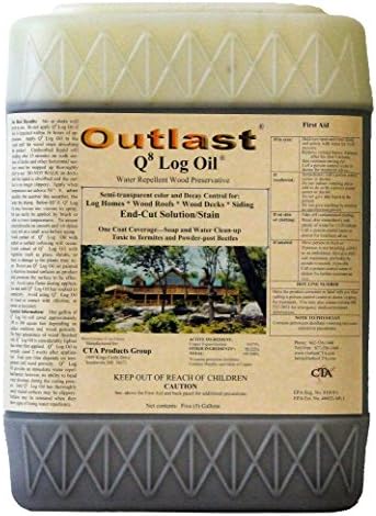 Outlast - Консервант за дърво Q8 Log Oil за настилки, Дървени къщи, в Края на секции и още много Други - Светло-Златно - 5 Литра