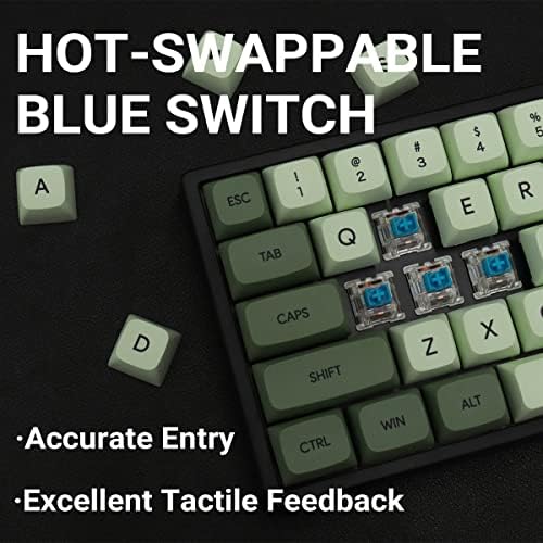 SUEHIODHY Жичен 60% Ръчна Детска клавиатура с гореща замяна RGB с клавишными капачки PBT Matcha Blue Switch Компактна детска клавиатура, съвместима с Win / Mac за PC геймърите (Matcha/ Черен)