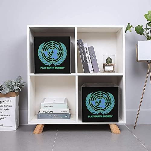 Обществото Плоска Земя Сгъваеми Кутии За Съхранение на Основите на Сгъваеми Тъканни Кубчета За Съхранение на Кутии-Организаторите с Дръжки