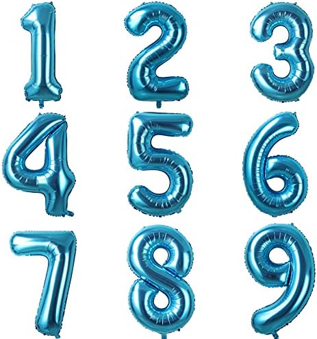 40-инчов балон от фолио със син номер, Голям Брой Балони 7 за парти по случай Рожден Ден, бебе Душ, Годишнина от сватба (number7)