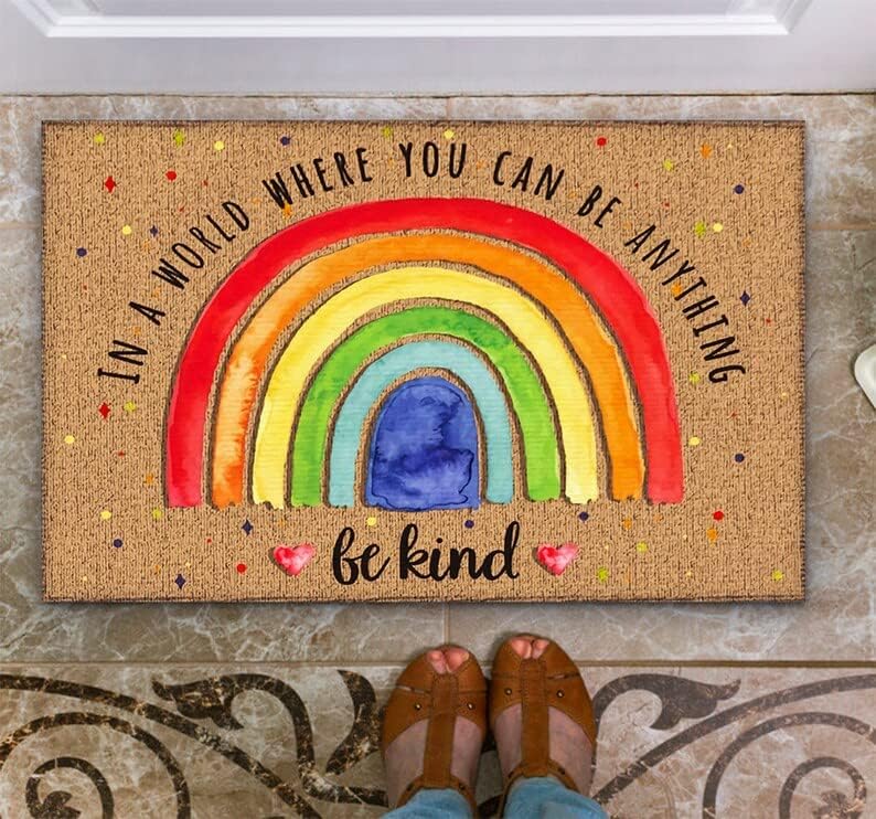 Вратата мат Rainbow в Света, Където Можеш Да бъдеш всеки, независимо Дали е Добър, Добре Дошли, Нескользящие Подложки,