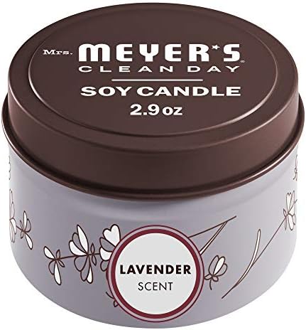 Комплект ароматизирани калай свещи Mrs. Meyer's Clean Day, с етерични масла, с аромат на лавандула, орлови нокти и с лимонена,