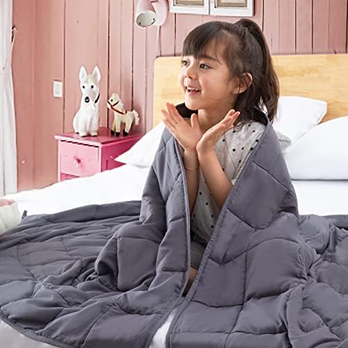 утяжеленное одеяло yescool Kids (7 паунда, 41 x 60, сиво), Охлаждащо Тежко одеало за спане, идеално за 60-80 паунда, Дышащее одеяло с висококачествени стъклени мъниста