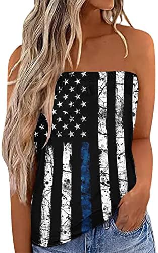На 4 юли, Жена на Майк, без Презрамки, Ежедневни Летни Секси Тениски-Bandow Без Ръкави, Патриотични Ризи с Флага на САЩ