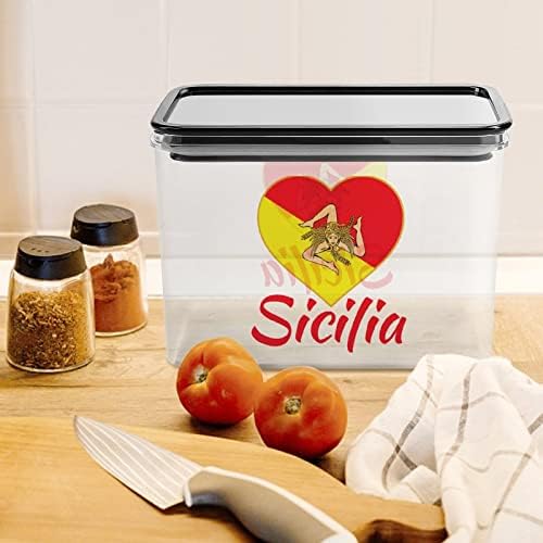 Флаг Сицилия - Контейнери За Съхранение на Сицилиански Тринакрии Прозрачна Пластмасова Кутия с Капак за Многократна употреба, Контейнери за Кухненски зърнени хра?