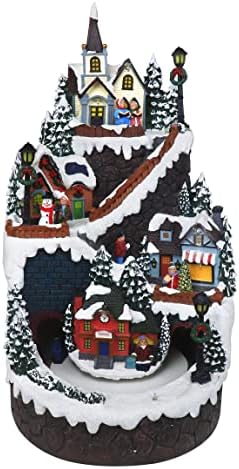 Планински хижи Коледното село с движещ се влак - Музикално колекционерско сграда Snow Village е с подсветка - Идеалното допълнение към коледните бижутата на закрито и на