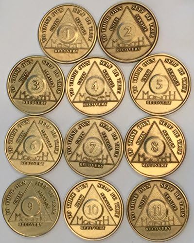 Медальон АА всеки месец 1 2 3 4 5 6 7 8 9 10 11 или 18-месечен бронзова монета на залога за молитва Serenity