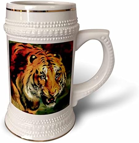 Триизмерен Портрет на Главата Ръмжащ на Бенгалския тигър - Чаша за стейна на 22 унция (stn_356644_1)