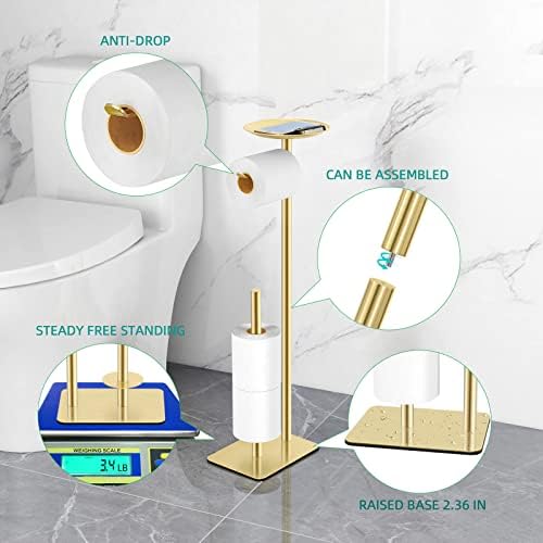 Държач за тоалетна хартия FEILERN, Шкаф за баня, Открит Диспенсер за тоалетни ролки, за съхранение на 4 резервни ролки, с горния рафт за съхранение на мобилни телефони, к