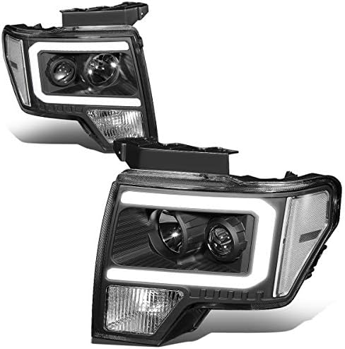 3D LED DRL + Указател на завоя Черен Корпус Прозрачен Правоъгълен Проектор Фарове На Светлината е Съвместим с Ford F-150 09-14