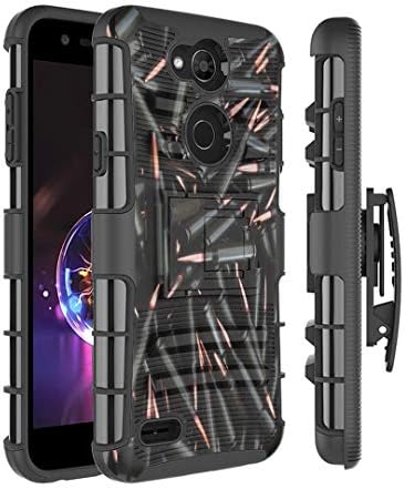 Калъф Moriko е Съвместим с LG X Power 3 [слой Броня със защита от падане, Противоударная Стойка, колан, Разход на черен калъф за LG XPower 3 - (Куршум)