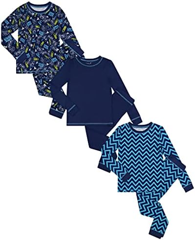 Just Pajamas Пижамный Комплект за момчета от 6 теми, Мек Монтиране Комплект Пижам с дълъг ръкав, Ризи и Панталони за деца