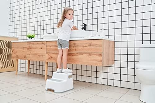 Детска табуретка UNCLE WU (2 опаковки) - Столче за деца с регулируема височина за кухня - Сигурно на дъното за баня като стол за тоалетна / Двухскатный и широк 2-стъпка сто?