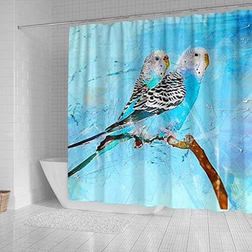 Синята вълнисто папагал (Обикновен папагал) Завеси за душ с Принтом