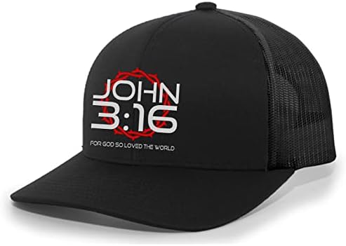 Кристиян Йоан 3:16 за Got So Loved The World Мъжки Бродирани Окото Шапка на шофьор на камион Отзад