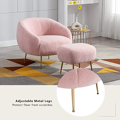 Merax Rose съвременно стол за дневна средата на века с пуфиком, уютно плюшевое стол за спалня, за възрастни, юноши, момичета, лесно ще комплект от 1